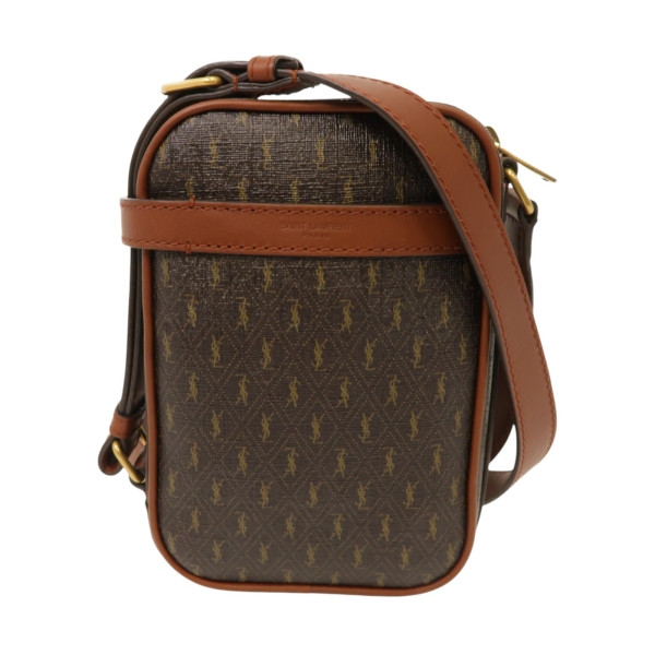 【二手名牌BRAND OFF】SAINT LAURENT YSL 聖羅蘭 棕色 PVC塗層帆布 肩揹包 685534