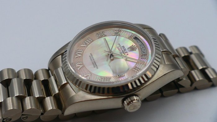 【美好時光】罕見型號勞力士ROLEX 18039白K款Daydate盒單全配特殊面(18038 18238 18239參考)