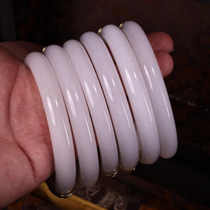 珍品舊藏收罕見清代宮廷御藏極品白玉金花絲手鐲工藝精湛款式精美古玩