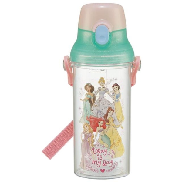 小禮堂 Skater 迪士尼公主 兒童彈蓋直飲透明水壺 480ml PSB5TRC (粉綠集合款)