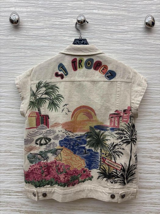 CD Dior 套裝 背心馬甲外套上衣短褲 彩繪印花系列 熱帶椰樹度假島嶼圖案 復古花紋配色超級好看高級