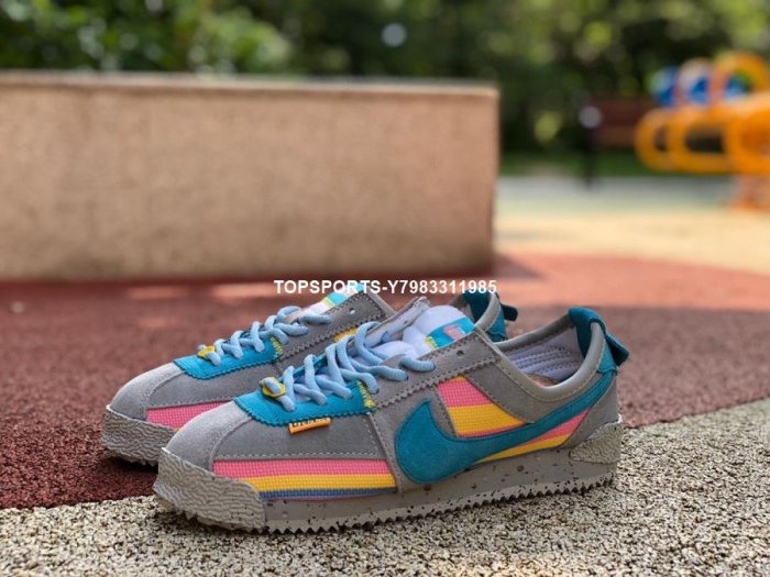 Union x Nike Cortez 灰藍黃粉 阿甘 低幫 休閑滑板鞋 DR1413-002
