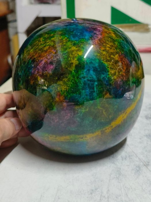 999玉石坊]*台灣工藝漂亮花蓮七彩玉風水球擺件(重達6.4公斤)*1888元低