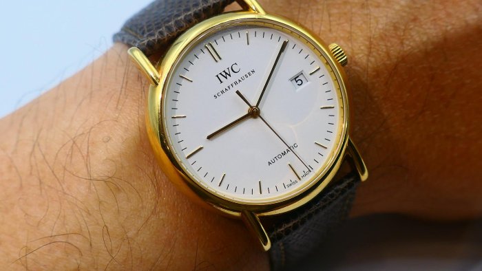【美好時光】超高cp值金錶！ IWC萬國18K金柏濤菲諾（Portofino）自動腕錶！IW353314單錶超美品含18K錶扣已洗油完成