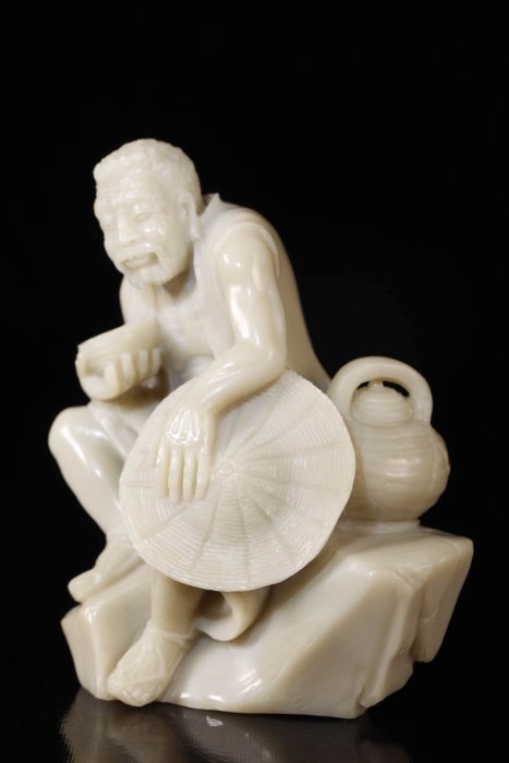 藏出 古董品 寿山石 觀賞石 招財進寶 精密 彫刻 賞物 擺件