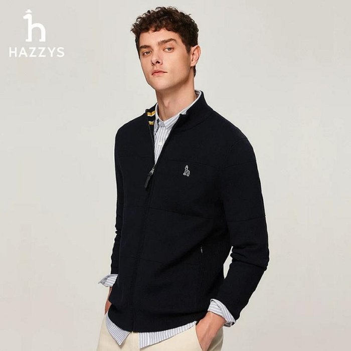 ☆DEZHOU BOY☆HAZZYS☆針織開衫拉鏈保暖外套 100％原廠商品 yZS953