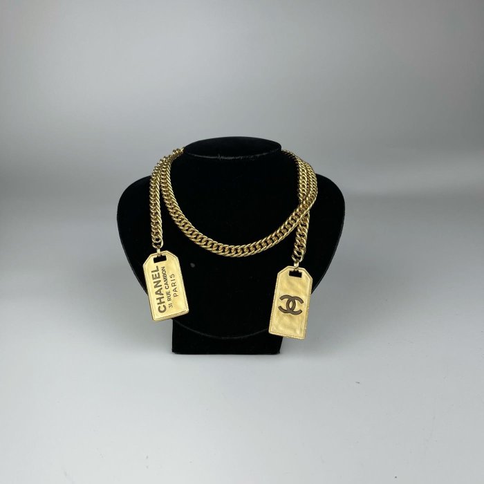 【COCO 精品專賣】Chanel 金色 粗鍊 雙面 軍牌 金牌 項鍊 頸鍊 AB2385 現貨