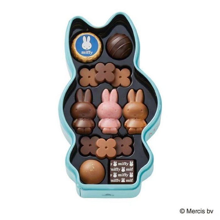 ＊日式雜貨館＊日本期間限定 Morozoff摩洛索夫聯名米飛兔造型巧克力鐵盒 14個入 紙盒款6入 miffy 情人節限定