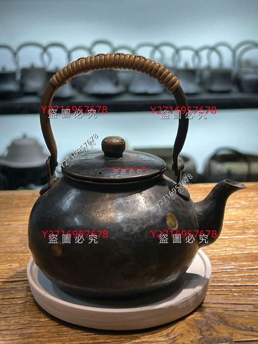日本富貴堂急須壺，富貴堂銅壺，銅鍍銀急須壺，銅熏銀泡茶壺，玉川堂