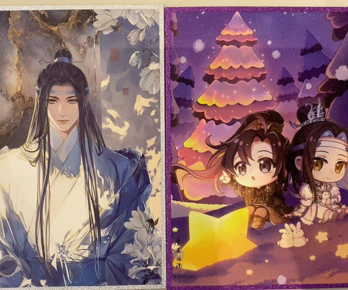 卡星時代魔道祖師二彈流麻立牌吧唧忘羨雙人流麻，鏡花水月色紙，薛洋