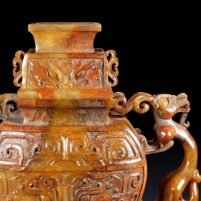 18855 和田玉舊藏迴流精品酒壺玉質剛性細膩油潤包漿醇厚沁色自然雕工