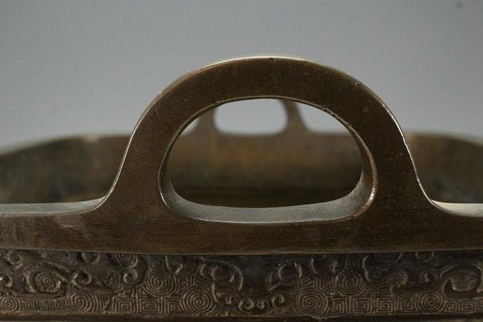 古銅 饕餮紋 双耳 四方 瓶掛(K-LC697) 古銅饕餮紋雙耳四方瓶掛(K-LC697