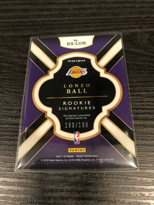 LONZO BALL 2017-18 PANINI SELECT TIE-DYE ROOKIE SIGNATURES /25