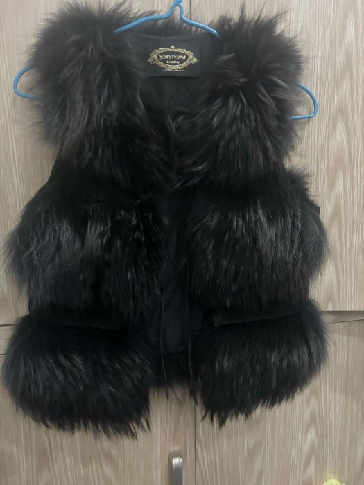 貉子毛背心 麵包款皮草坎肩 S號1件 前長52cm後長50cm