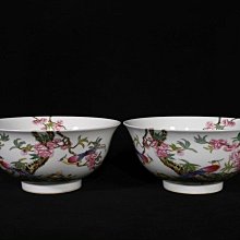 中国清時代　花鳥文茶碗 盃 粉彩　琺瑯彩　雍正年製在銘 官窯 2個セット（秋冬） 嚴選清雍正時期琺瑯彩花鳥碗，高7.2x15.5公分瓷器藝術珍藏推薦花鳥琺瑯