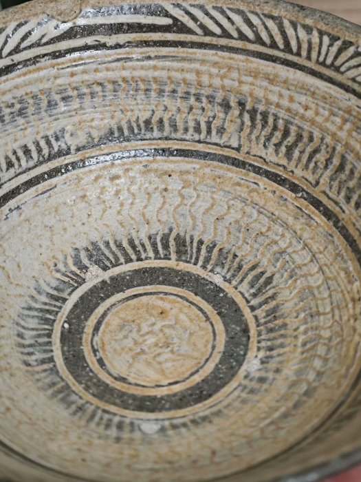 日本中古三島手茶碗·播州相生焼·那波翔英作品，全新原盒附布袋，嚴選