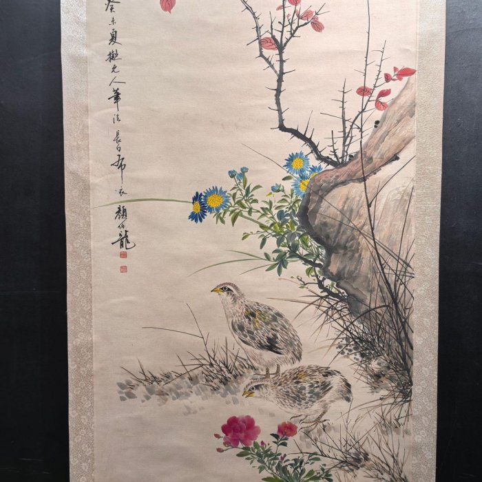 L 1201 顏伯龍， 紙本花鳥68.8X139 | Yahoo拍賣