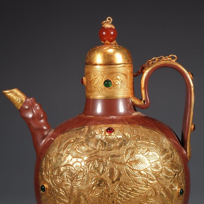 宋時代 定窯 紫定紫金釉 刻花荷塘鴛鴦紋 鼓丁蓋