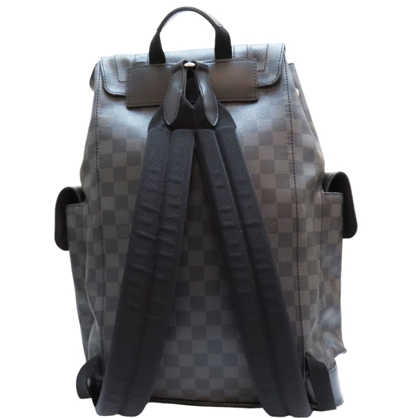 LOUIS VUITTON 路易威登黑色棋盤格PVC帆布Christopher MM 後背包