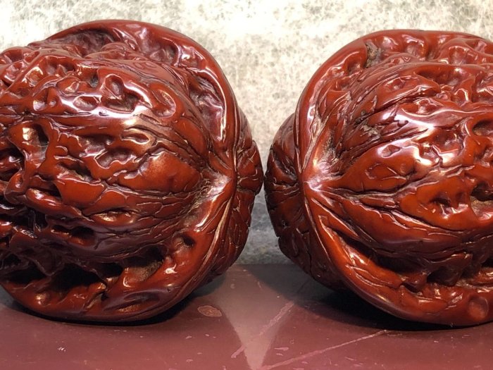 收藏级门墩核桃 文玩 二手】門墩，TJ14號文玩核桃，門墩，43.6的野生門墩獅子頭把玩