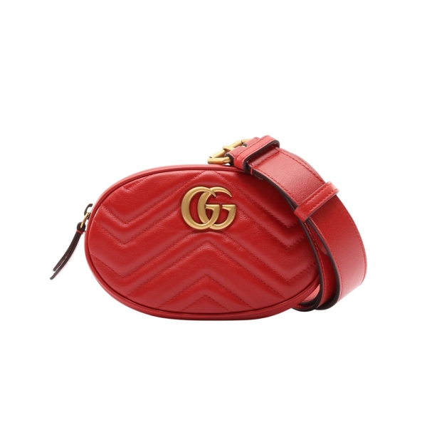 GUCCI 古馳 GG Marmont 胸包 紅色 牛皮 476434 【二手名牌BRAND OFF】