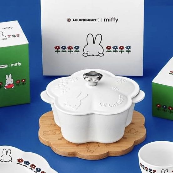 Le Creuset x Miffy 米菲兔 棉花白 花鍋 20cm(花鋼頭) 限量聯名