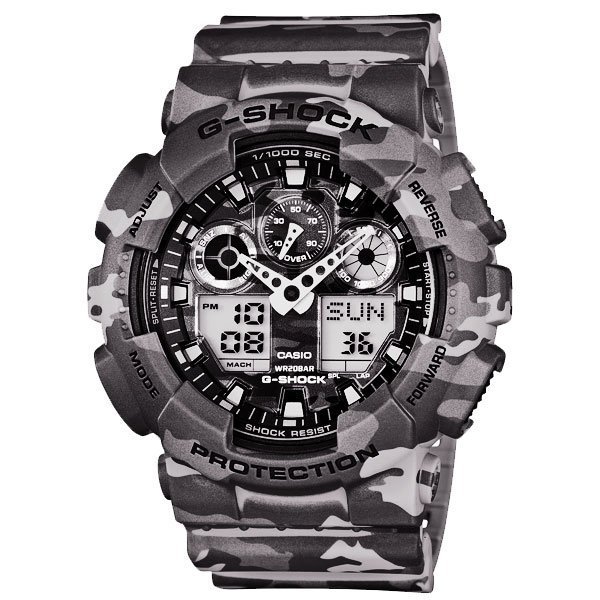 G-SHOCK 運動腕錶(GA-100CM-8A)-迷彩灰/51.2mm限量版