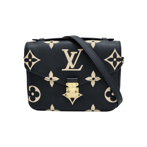 LOUIS VUITTON LV 路易威登 黑色牛皮/ 粉色老花logo Pochette Metis 肩背包 M45773 【二手名牌BRAND OFF】