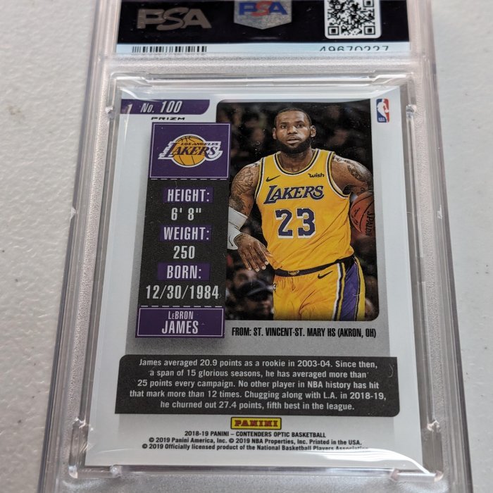 2018-19 Panini Contenders Optic Red #100 LeBron James PSA10