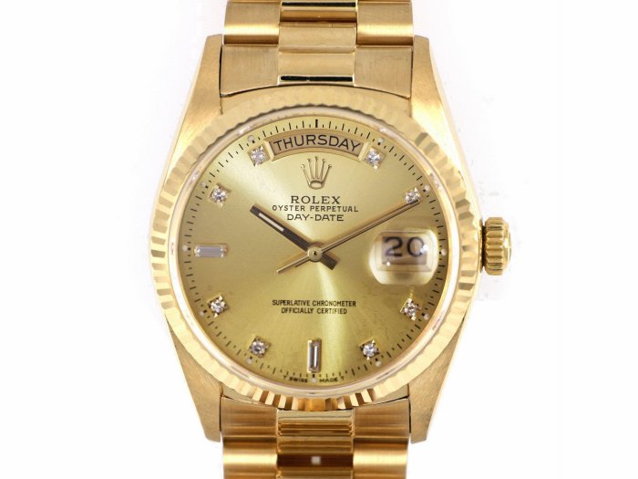 【JDPS 御典品 / 勞力士專賣】ROLEX 錶18038  DAY-DATE 原廠鑽石時標  附盒證 編號:M12134