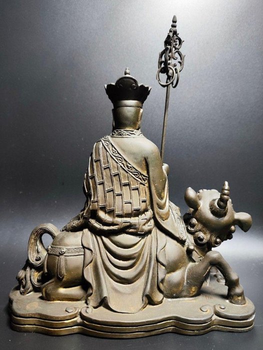 早期純銅大型神尊-獬豸地藏王#06（古董/收藏/銅爐/香爐/銅器/擺飾/珍藏