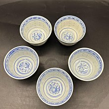 嚴選日本回流景德鎮青花玲瓏杯5只，Made in China底款，胎體細膩釉色