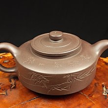 壺風茶道~23158《宜興紫砂黑星砂圓盤壺》約550cc 宜興紫砂壺、紫砂