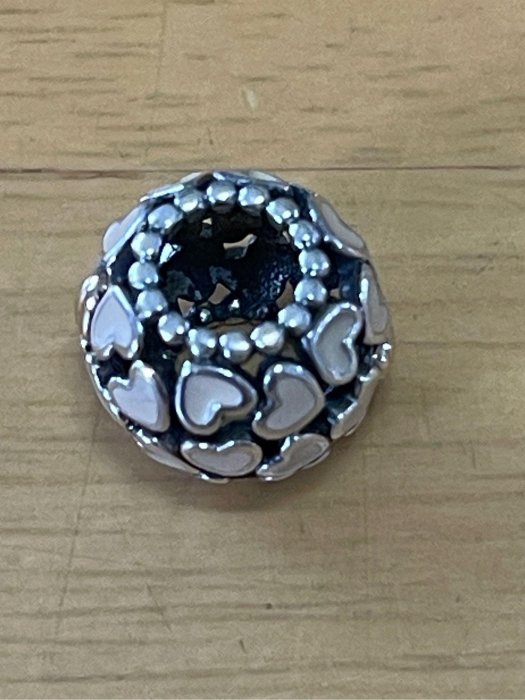 Pandora潘朵拉粉色及帶K金愛心串飾