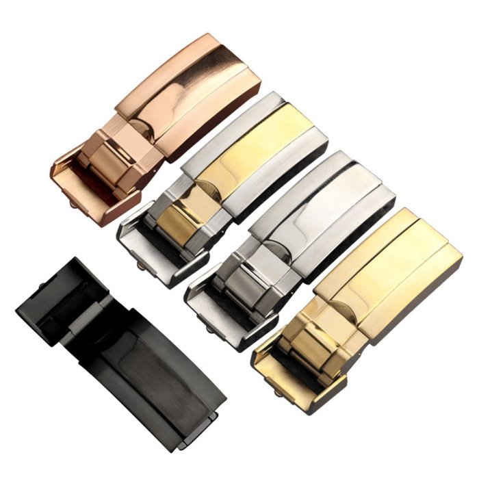 【熱賣精選】適配勞力士迪通拿黑綠水鬼王游艇手錶帶扣硅膠折疊扣16 18MM配件 錶扣折疊扣 錶扣