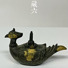 日本三世秦藏六（1882-1944）銅鎏金鳳凰形香爐熏香爐床置擺件置物尺寸