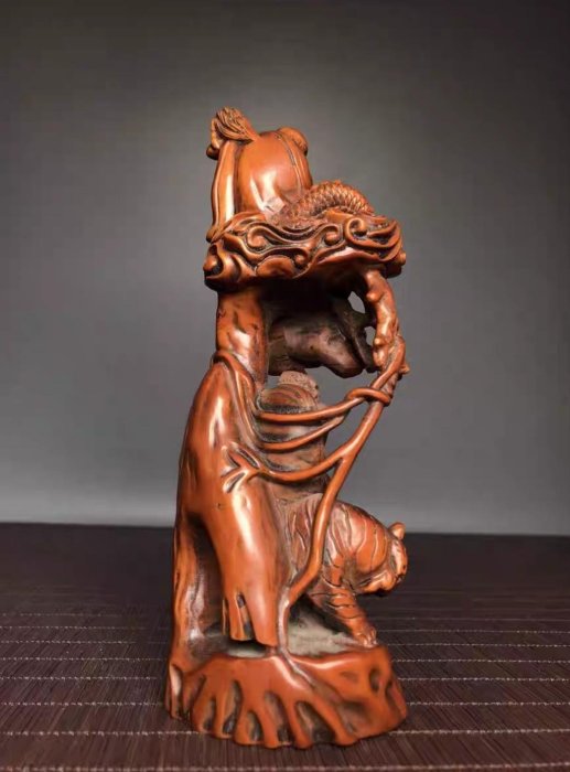 老竹彫 伏虎羅漢擺件 清時代 極細工 手彫り 古賞物 中国