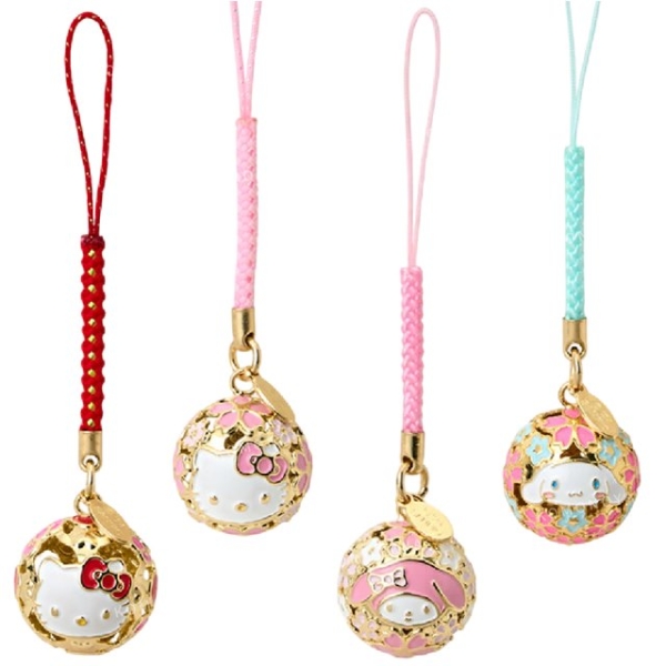 小禮堂 Sanrio 三麗鷗 鏤空手鞠鈴鐺吊飾 (櫻花 蛇年特輯) Kitty 美樂蒂 大耳狗