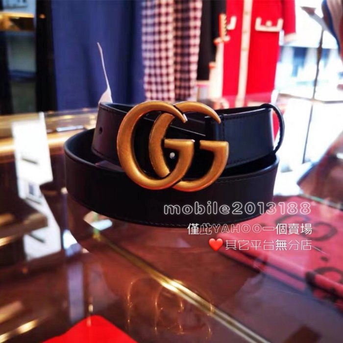 全新正品 Gucci 414516 Double G buckle 寬3CM 雙GG 皮帶 腰帶