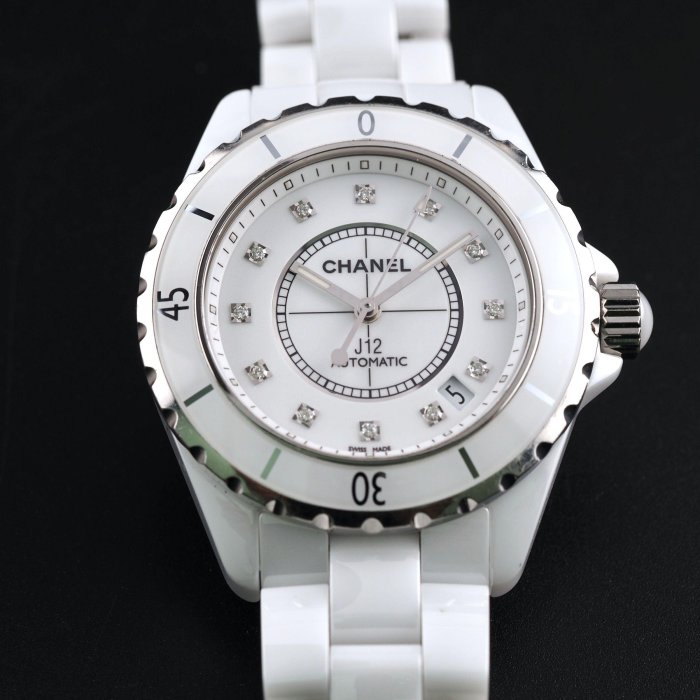 CHANEL 香奈兒 J12 H1629 經典12顆鑽 38mm 白陶瓷機械女錶 小香 自動上鍊 | Yahoo拍賣