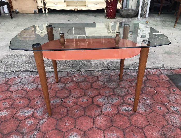 【二手倉庫-崇德店】二手家具☆造型玻璃餐桌☆吃飯桌 玻璃桌 洽談桌 會客桌 會議桌 休閒桌 接待桌 4人餐桌 四人餐桌