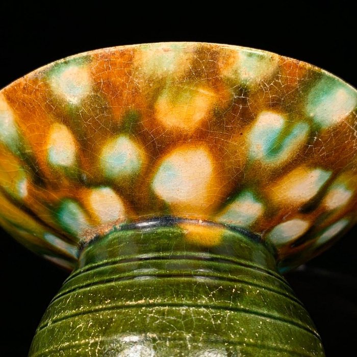 【骨董】 唐三彩盃 唐三彩高足杯，高20直徑12.5cm 舊藏古董古玩【好運連連】-621 | Yahoo拍賣