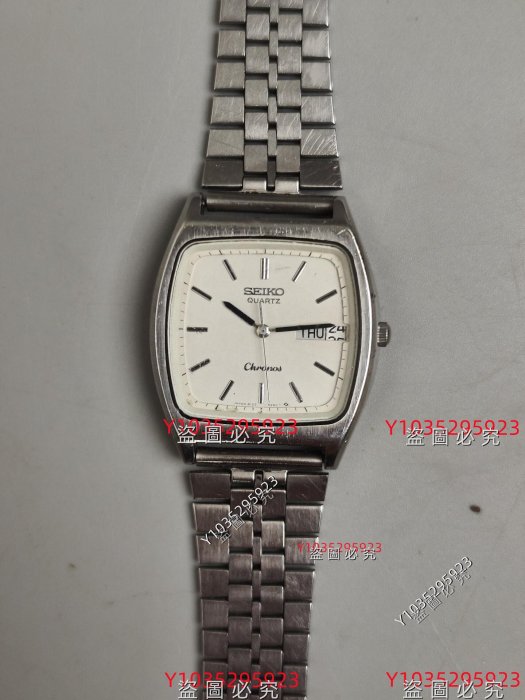 日本vintage中古SEIKO精工Chronos系列時間之神經典電視機雙歷石英男表  高端8123機芯 舊藏 古董 古玩 二手【古齋】-6789