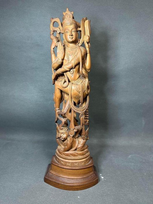 印度白檀木雕弁財天佛教美術佛像古董木像木製佛教擺飾| Yahoo拍賣