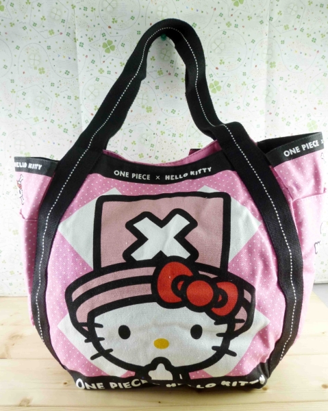 【震撼精品百貨】ONE PIECE&HELLO KITTY 聯名海賊王喬巴&凱蒂貓系列~托特包-粉色