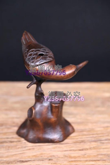 明治時代金工蠟型鑄銅《古銅制鳥型香爐》日本香道具英明神武（鸚鵡