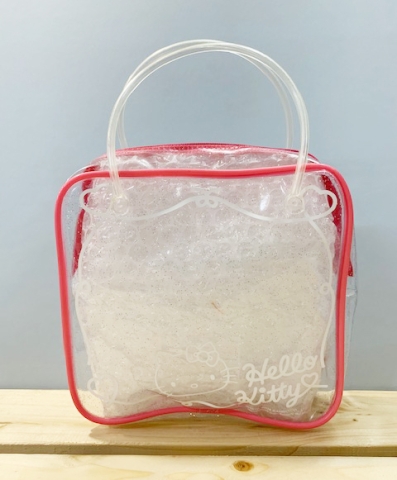 【震撼精品百貨】Hello Kitty 凱蒂貓~Sanrio HELLO KITTY防水圓筒收納包/透明手提包-方形#93256