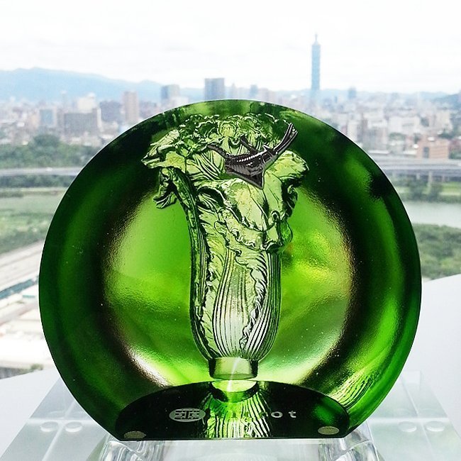 tittot 琉園 琉璃翠玉白菜 呱呱來財 クリスタル ガラス 2001年製