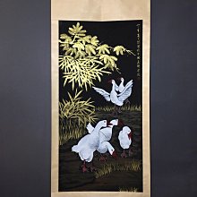 手描き 徐悲鴻 花鳥画 掛軸 四尺中堂 舊藏字畫掛畫畫家徐悲鴻四尺中堂畫鵝畫純手繪花鳥畫畫工精細裝裱精美品
