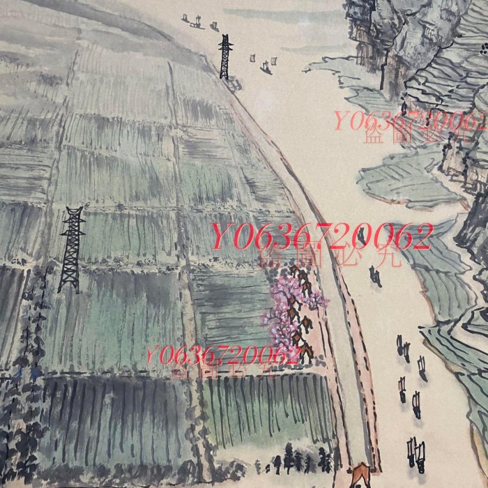宋文治 山水画 掛け軸 三尺中堂 中国美術 AA一726大四尺中堂畫宋文治山水圖純手繪一圖—物書畫掛畫裝飾【雅藏館
